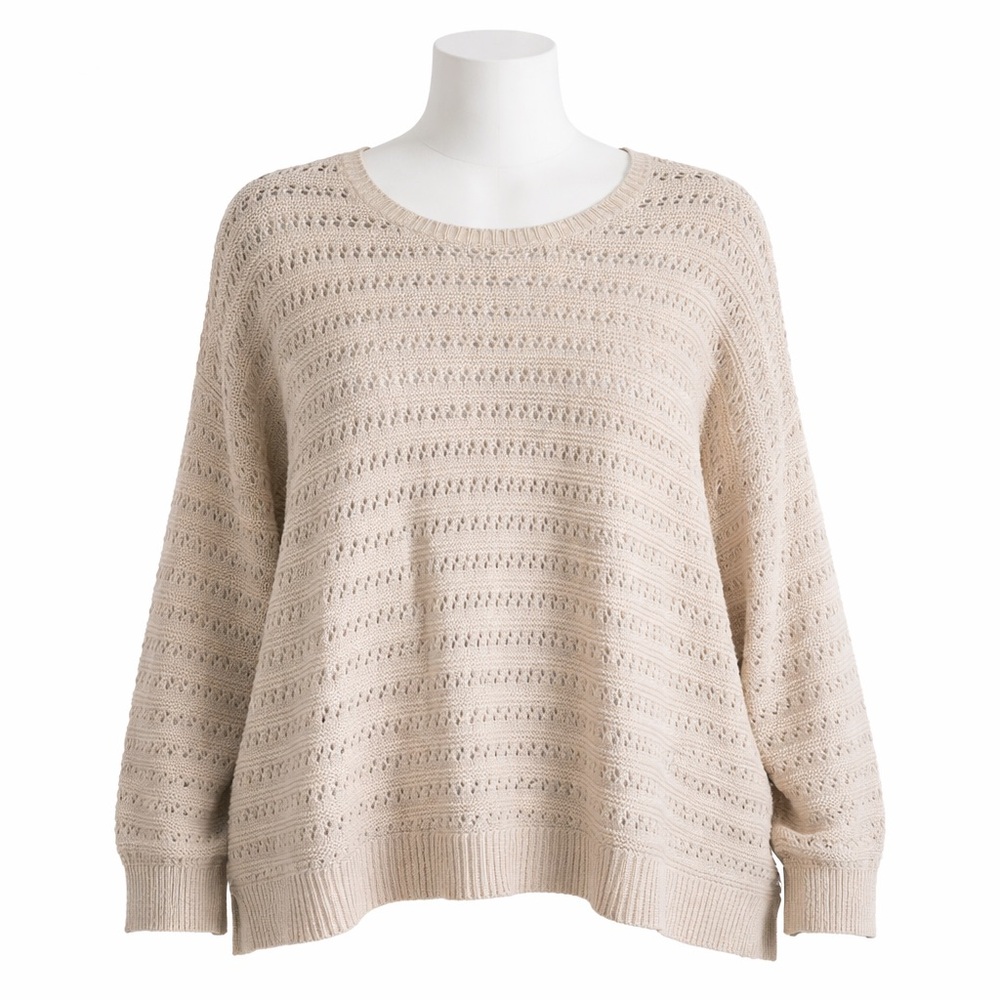 Size 3X Hudson North Women’s Plus Knit Sweater Hudson’s Bay NWT Beige Pullover